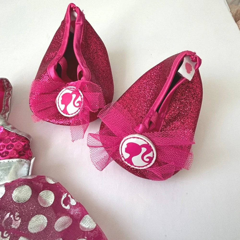 Build a Bear BAB‎ x Barbie Dress Shoes Set Glittery Pink Polka Dot Outfit